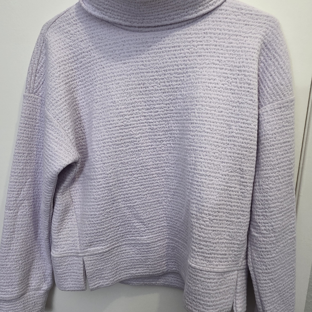 Textured Lavender Turtleneck Pullover Sweater